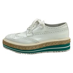 極美品】PRADA ウイングチップ レースアップ エスパドリーユ 23.5 