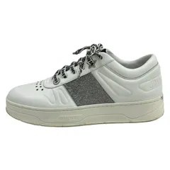 JIMMY CHOO(ジミーチュウ) スニーカー 38 レディース - 白×シルバー グリッター/スター(星)/インソール取外し可 レザー