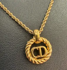 ★NA6012 ヴィンテージ！ Christian Dior ディオール CDロゴ サークル ゴールド ネックレスのサムネイル