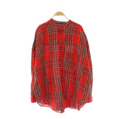 ユニバーサルティシュ リネンブラウス レッドチェック フリーサイズ 