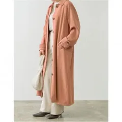 Re:EDIT リエディ ロングトレンチコート くすみピンク 裏地付き スプリングコート ゆったり レーヨン混 M 訳ありのサムネイル