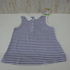 ファミリア ノースリーブ ワンピース 衿付き ボーダー ブルー系 子供服 キッズ 120 中古品