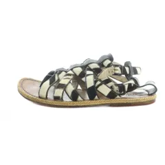 クリスチャンルブタン Christian louboutin サンダル フラット ハラコ レザー 41 25.5cm 黒 ブラック 白 ホワイト ■GY18 /MQのサムネイル
