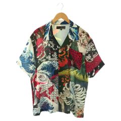怒仁無 DENIME 開襟 オープンカラー アロハシャツ 和柄 鷹 松 - メルカリ