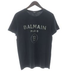 BALMAIN ネイビーブラック ロゴ Tシャツ S - メルカリ
