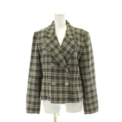 イヴサンローラン YVES SAINT LAURENT テーラードジャケット 38 グレー 黒 ブラック チェック柄 ダブルブレスト YSLボタン HZF10-521 /PP ■GY50のサムネイル