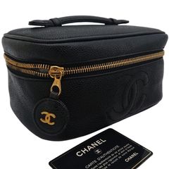 シャネル バニティバッグ ポーチ キャビアスキン ピンク ココマーク GD