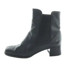 サルヴァトーレフェラガモ Salvatore Ferragamo サイドゴアブーツ ショート レザー ロゴ 7 24cm 黒 ブラック ■GY18 /MQ
