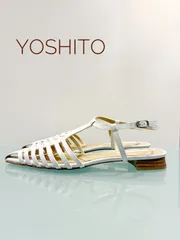 【YOSHITO/ヨシト】本革グルカサンダル 白　ホワイト　23.5cm 2E　グルカサンダル　ストラップサンダル　フラットサンダル　本革のサムネイル