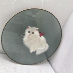 中国絵画 絹本 額装用 裏打ち済み　猫の刺繍額　中国工芸 猫 刺繍 額装品 丹丹 伝統工芸品 - メルカリ