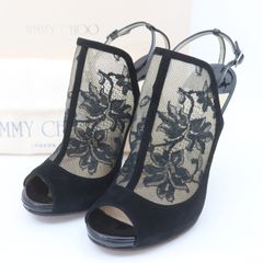 JIMMY CHOO ジミーチュウ ブラックレース パンプス オープントゥ