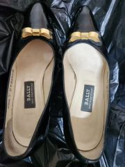 BALLY ブラックレザー バレエシューズ39(26cm) - メルカリ