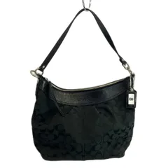 コーチ COACH ハンドバッグ ワンショルダー キャンバス レザー シグネチャー ロゴ 黒 ブラック F13744 /XZ ■GY18