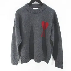 アミ アレクサンドル マテュッシ ami alexandre mattiussi BFUKS006.018 長袖 ニット セーター S 灰系 グレー ロゴ リブ 毛 ウールのサムネイル