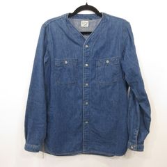 オアスロウ orslow ノーカラーデニムシャツジャケット インディゴLL