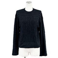HERMES エルメス ニット CHAINE D'ANCRE シェーヌダンクル サイズ 36 レディース 2023AW シルク/コットン ハイゲージ ボーダー サイドスリット ロングスリーブ 長袖 トップス ブラック 黒 イタリア製