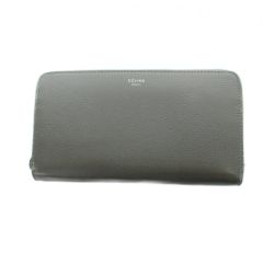 CELINE 財布 ラウンドジップ 新ロゴ グレー レザー 美品 - メルカリ