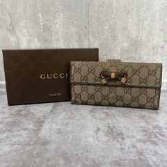 良品 GUCCI GGキャンバス プリンシー 長財布 Wホック シェリーライン