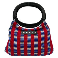 マルニ ハンドバッグ マーケット ボート コットンバッグ レッド ブルー