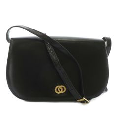 GUCCI ショルダーバッグGG柄 ゴールド金具 ロゴ金具 ネイビー 肩掛け