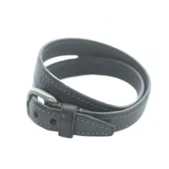 ロエベ LOEWE ブレスレット アクセサリー バングル レザー 2連 型押しロゴ グレー ■GY18 /MQ ■OHのサムネイル
