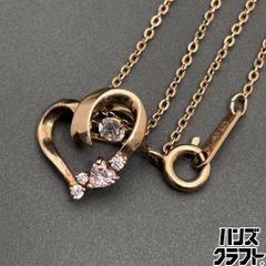 4℃ K10PG ハート 透かし ネックレス ピンク石 キュービックジルコニア 4℃ K10PG ハート 透かし ネックレス ピンク石 キュービックジルコニア