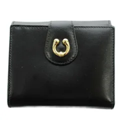 グッチ GUCCI ホースシュー 二つ折り財布 小銭入れ レザー ゴールド金具 黒 ブラック /AN15 ■GY11 ■OH