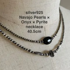silver925 ナバホパール×オニキス ×2mm パイライトのネックレス 40.5cm レディース Mjupujwff_のサムネイル