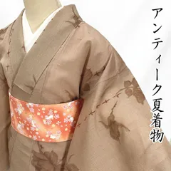 【売切！】605af13◇アンティーク着物 夏着物 花に十字絣 リメイクにも 大正ロマン 昭和レトロ 和洋MIX◇のサムネイル
