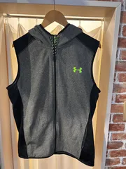 A-1955 UNDER ARMOUR アンダーアーマー ベストパーカー ジップアップベスト フリース グレー ブラック イエロー サイズMのサムネイル