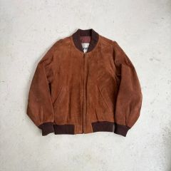 90s vintage】レザーボンバージャケット ブルゾン 本革スエード 短丈