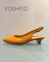 【YOSHITO/ヨシト】本革バックストラップパンプス オレンジ 24cm 2E 3.5cmヒール イタリアンレザーのサムネイル
