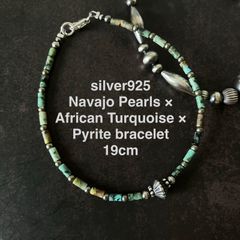 4mm 天然ターコイズ、ナバホパール SILVER925 ブレスレット18cm - メルカリ