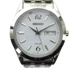 セイコー SEIKO V158-0AZ0 腕時計 ウォッチ ソーラー 白文字盤 カレンダー付き デイト シルバー色 ■GY18 /MQ