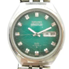 セイコー SEIKO 5 ACTUS アクタス SS 6106-8680 腕時計 ヴィンテージ アンティーク ウォッチ 自動巻き カレンダー付き デイデイト 23石 緑文字盤 シルバー色 ■GY18 /MQ
