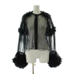 ノワールケイニノミヤ  kei ninomiya パフスリーブ ナイロン チュール シャツ ブラウス カーディガン M 黒 ブラック シアー フリル 長袖 トップス /PP ■GY19のサムネイル