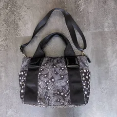 PAPILLONNER Paisley Star 2WAY Tote Bag Shoulder Bag Black White Women's パピヨネ ペイズリー・星柄 2WAY トートバッグ レディース ブラック×ホワイトのサムネイル