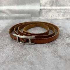 【HERMES】エルメス レザーブレスレット アピ ブレスレット レディース ブラウン 茶色 シルバー金具 Hバックル ロゴ金具 シンプルデザイン ヴィンテージアクセサリーのサムネイル