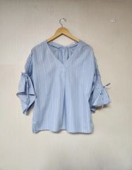 Estella.K エステラケー ボリュームスリーブ ブラウス ストライプ F 