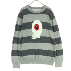 Design Tshirts Store graniph デザインティーシャツストアグラニフ ボーダー柄 長袖 クルーネック ニット M グレー ゲゲゲの鬼太郎 メンズ 古着のサムネイル