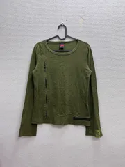 31.00s DIESEL ディーゼル Tシャツ カーキ Lサイズ　ダメージ加工