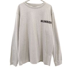 NUMBER (N)INE ロゴプリント 長袖カットソー チャコールグレー - メルカリ