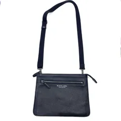 極上美品　BLACK LABEL ブラックレーベル　CRESTBRIDGE クレストブリッジ　ショルダーバッグ　斜めがけ　クロスボディ　ブラック　レザーのサムネイル