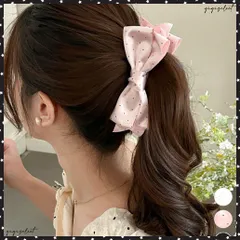 バナナクリップ ドット柄リボン 韓国風 レディース ヘアアクセサリー まとめ髪 髪留め ハーフアップ ヘアアレンジ おしゃれ 大人可愛い カジュアル プレゼント 人気ヘアクリップ ヘア飾りグッズ小物 入学式発表会結婚式 送料無料