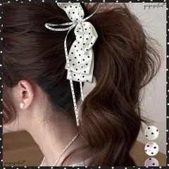 リボンヘアクリップ ドット柄 レディース バナナクリップ ヘアクリップ ヘアアクセサリー ヘアアレンジ 髪留め まとめ髪 おしゃれ 大人可愛い 女子会 ファッション雑貨女 結婚式 発表会 誕生日 プレゼント 送料無料