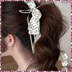 リボンヘアクリップ ドット柄 レディース バナナクリップ ヘアクリップ ヘアアクセサリー ヘアアレンジ 髪留め まとめ髪 おしゃれ 大人可愛い 女子会 ファッション雑貨女 結婚式 発表会 誕生日 プレゼント