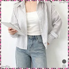 ストライプ柄シアーシャツ 大人カジュアル レディース UV対策冷房対策長袖シャツ透け感 夏服ブラウス 体型カバー 着やせカーディガン シースルー羽織り春夏こなれ感 紫外線対策羽織り夏 襟付きシャツ前開き ゆったりシャツ薄手のサムネイル
