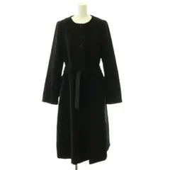 トゥービーシック TO BE CHIC カシミヤ100 ノーカラーコート アウター ベルト付き 40 ブラック /CX ■OSのサムネイル