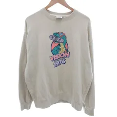 ヴィジョン ストリート ウェア VISION STREET WEAR スウェット トレーナー L クリーム色 長袖 クルーネック グラフィックプリント /MX ■GY99