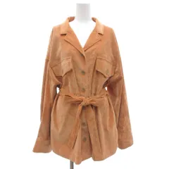 ダブルクローゼット w closet シャツジャケット 茶 ブラウン 長袖 ベルト付き フラップポケット /NL ■ECF004のサムネイル
